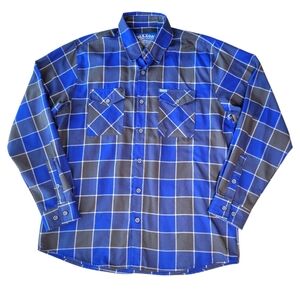 Dixxon The Layback Flannel Checkered Blue Gray Large